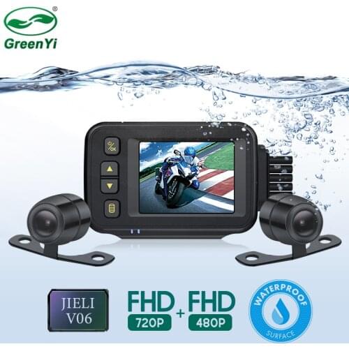GreenYi Full Body Waterproof Motorcycle Camera 720P HD Front Rear View Driving Recorder DVR Dash Cam Logger Recorder Box