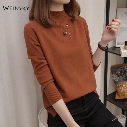 Women Knitted Sweater And Pullovers Full Sleeve Korean Fashion Style Solid Jumper Sweaters Winter And Autumn 2019 New