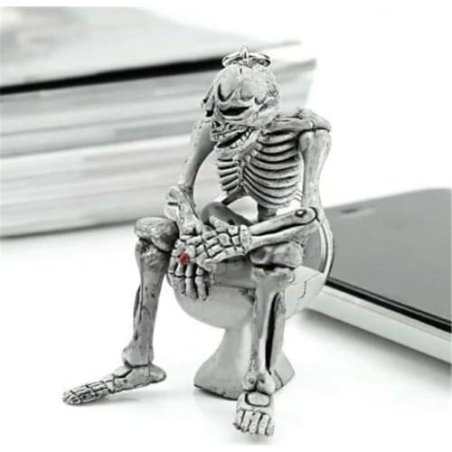 1 PC Creative Skull Toilet Purse Bag Rubber Keychain Key Chains Keyring Car Ornament Accessories Charm Pendant Funny Gifts