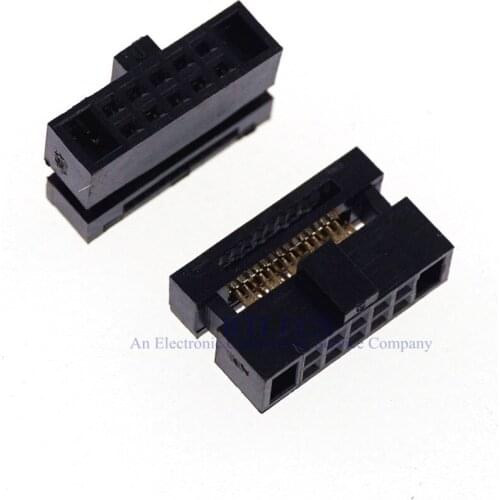 10 Pcs 0.050" 1.27mm 10 Pin dual Row IDC Connector 2x5 P 10 position Rectangular Female Socket Receptacle Ribbon Cable 0.635
