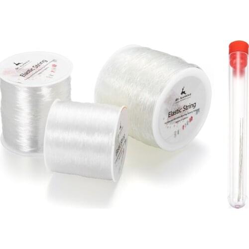 100M/Roll Plastic Crystal DIY Beading Stretch Cords Elastic Line with 5 Pins Needles DIY Craft Jewelry Making Wire String Thread