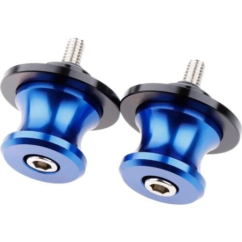2 Pcs. Motorcycle 6mm Stand Mounted Swingarm Spools Slider Swing Arm CNC Aluminum, Universal, Blue