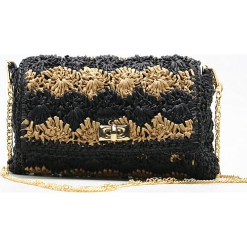 2021 ZA Hit Color Rattan Woven Bag Retro Square Shape Summer Beach Brand Designer Straw Small Square Bag Chain Wallet Handbag