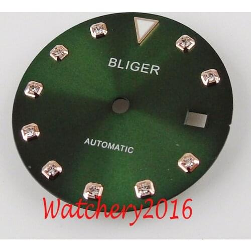 29mm Bliger Diamond/Strip Dial Date Window fit 2824 2836 Miyota 8215 821A 8205 Movement