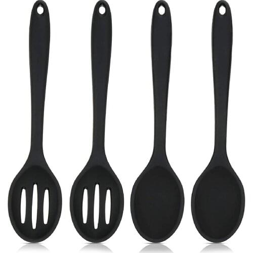 4 Pcs Silicone Nonstick Mixing and Slotted Spoons Large Silicone Serving Slotted Spoon Nonstick Heat Resistant Spoons