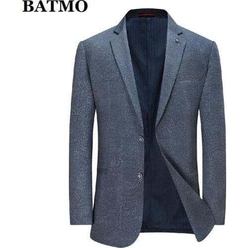 BATMO 2021 new arrival spring casual plaid blazer men,jackets male,plus-size 21853