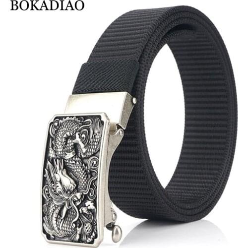 BOKADIAO Men&women Nylon Belt luxury Metal Automatic Buckle Belts for men fashion jeans waistband Wild casual canvas male strap