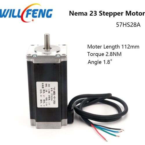 Will Feng 2 Phase 112mm Length Nema 23 Stepper Motor 57HS 3A 2.8N.m 4 Wire For CNC Engraving Milling Plasma Machine