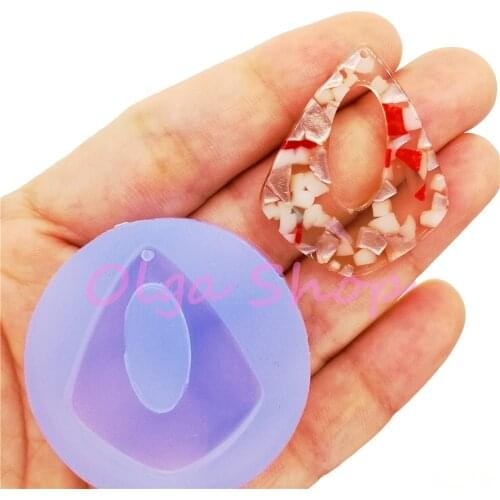 BYL510 36.2mm x 30.0mm Water Drop Earrings Silicone Mold Earrings Pendant Necklace Making Cabochon Resin Clay Craft Fondant Cake