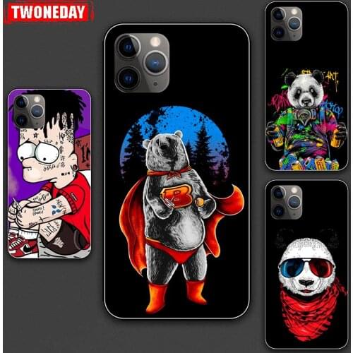 Case Cover or iPhone X 11PRO MAX 11 8 7 6S Plus XS MAX 5 5S SE XR 5C Ipod Touch 5 6 7 Comic bear Black Soft Phone cases