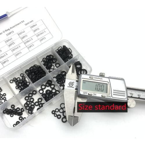 250 Pcs/Box Black Rubber O Ring Assortment Washer Gasket Sealing O-Ring Kit 10 Sizes with Plastic Box Rubber Plug Silicon Ring
