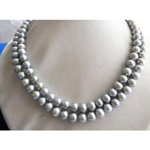 Designer Fine Jewelry 2Strands 18'' 7-8mm Gray Round Freshwater Pearl Necklace