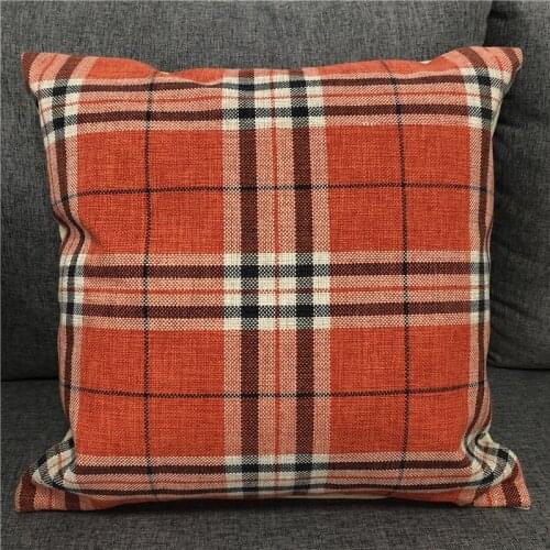 Home Decorative Plaid Cushion Cover Sofa Classical Orange Jacquard Throw Pillowcase from Factory