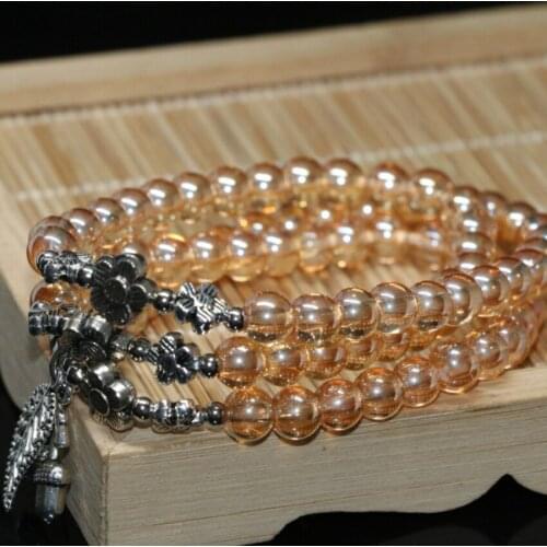 Factory outlet original design high grade electroplate champagne crystal multilayer bracelets 6mm round beads jewelry B2264