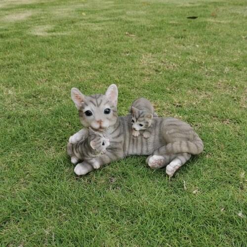 Innodept12 Big Cats Play Tabby Indoor or Outdoor Garden Statues Decor Home Decoration Accessories