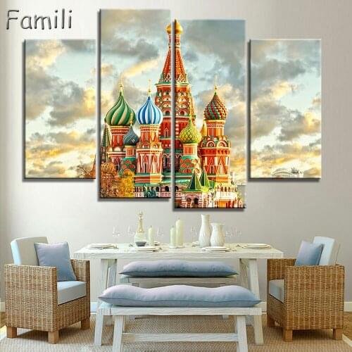 4pcs Modern popular HD printed canvas painting Russian landscape View beautiful view of wall art pictures home decor no framed