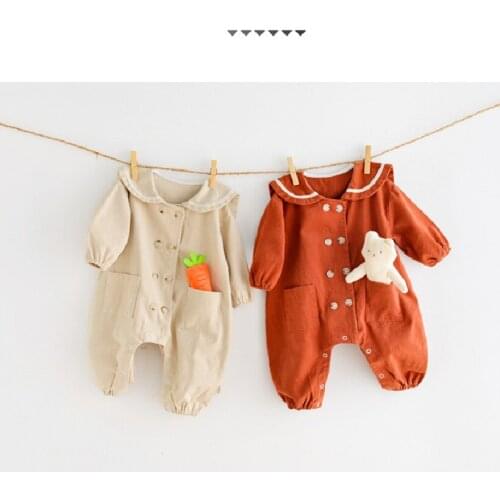 Dibeberabbit Baby Rompers Sailor Collar Toddler Girls Clothes Full Sleeve Infant Boys Jumpsuit Autumn Baby Outfits Playsuit 0-2Y