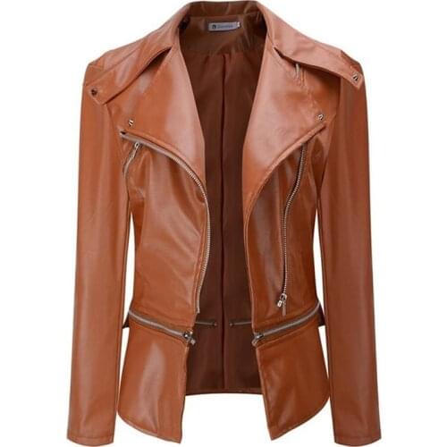 Autumn New Short Faux Soft Leather Jacket Women Fashion Zipper Motorcycle PU Black Leather Jacket Ladies Basic Street Coat