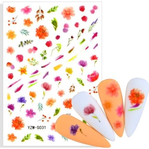 HOT!! 3D Nail Sticker Flower Leaf Series Designs Nail Art Decorations Foil Manicure Stickers for Nails