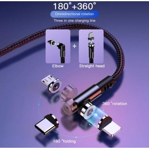 Magnetic USB Cable 540 Degree Rotating Fast Charging Micro Usb Cable Type C Cable Magnet Charger Data Cord Mobile Phone Cable