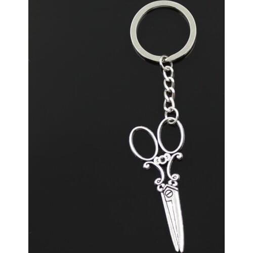 Fashion Key Ring Metal Key Chain Keychain Jewelry Antique Golc Color Bronze Silver Color Plated Sewing Scissors 61x25mm Pendant