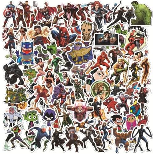 100 pcs/set Marvels Toy Stickers Avengers Anime Iron Man For Bicycle Refrigerator Laptop Motorcycle Graffiti Children Gift Prize