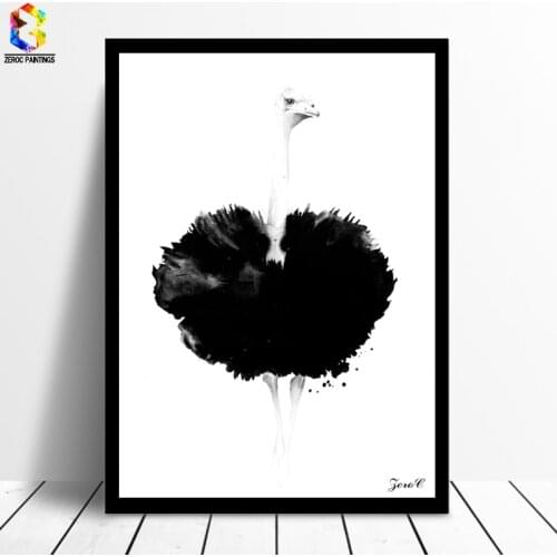 Cuadros Posters And Prints Black Ostrich Wall Art Canvas Painting Pictures For Living Room Nordic Girl Home Decoration