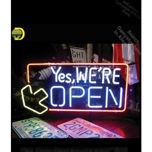 Neon Sign For yes We Open Real Glass Tubes Until the end Lamp neon Windows light Advertisement Sign Lighting Cool Neon Signs