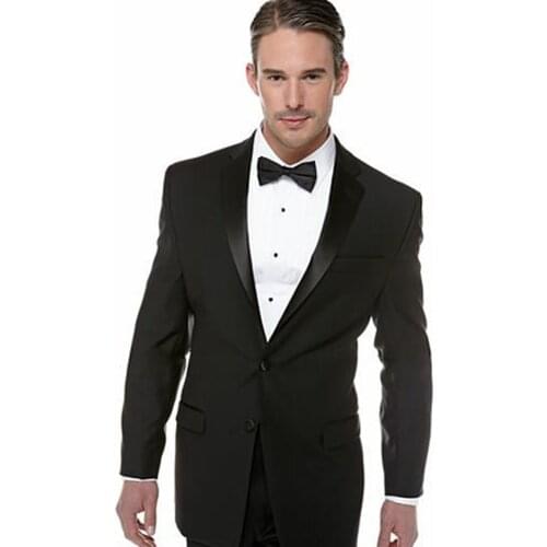 New Design Black Mens Suits Groom Tuxedos Groomsmen Wedding Party Dinner Best Man Suits Blazer (Jacket+Pants+Bow Tie) NO:1367