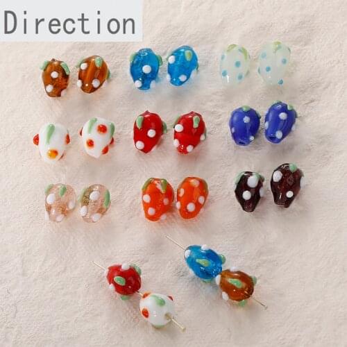 Lovely ins wind handmade glass glass strawberry beads Czech beads loose beads diy bracelet ear jewelry accessories materials