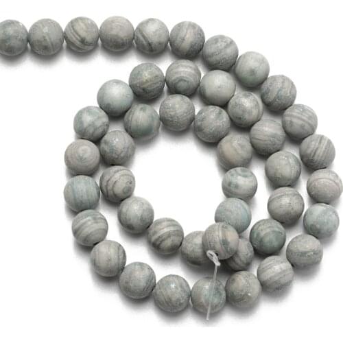 Wholesale 6 8 10 12mm Matte Natural Silvers Grey Line Stone Beads Loose Beads DIY Making Bracelet Necklace Jewelry Accessories