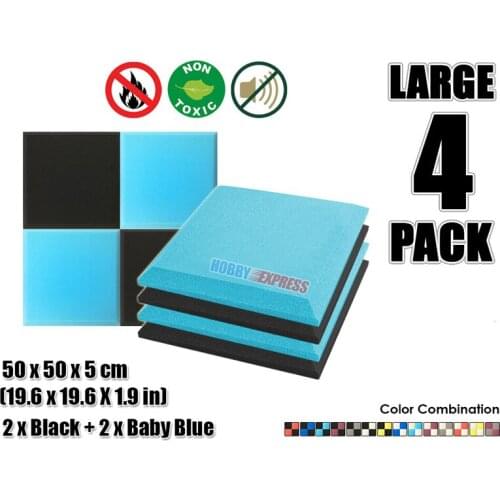 Arrowzoom 4 pcs Bundle Flat Bevel Tile Color Combination Acoustic Panel Sound Absorption Studio Foam 19.6x19.6x1.9 KK1039