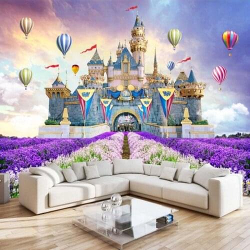 Custom 3d effect home decor wallpaper home apartment restaurant indoor background luxury castle lavender purple 3d wallpaper