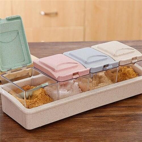 Kitchen Spice Condiment Box Transparent Spices Seasoning Storage Container Case