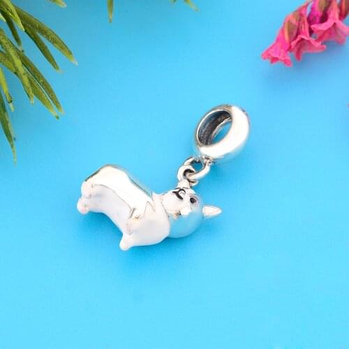 Real 100% 925 Sterling Silver Dog Dangle Charm Animal Pet Beads Fit Original Charm Bracelet Jewelry Making Gift for Wpmen