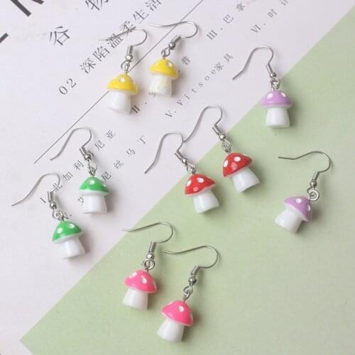 Mushroom Pendants Hook Earrings Korean Fashion Dangle Earrings for Women 2021 trend pendientes Cute Girls Fashion Ear Jewelry