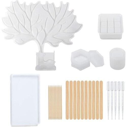 Silicone Resin Molds, 32Pcs Deer Horn Storage Box Silicone Molds, Resin Lipstick Molds, with 9-Slot Lipstick Organizer