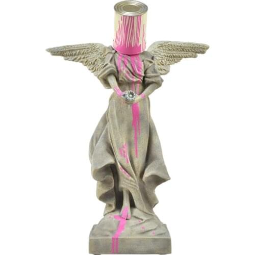 Nordic Modern Art Home Decor Statue Banksy Top Street Art Figurine Pour Paint Lron Bucket Angel Resin Sculpture Decoration Home