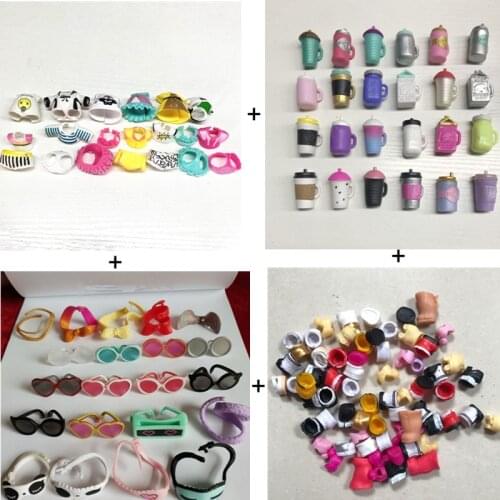 Random Send Original 1pcs lol clothes+1 shoes+1 bottles+1 glasses for lol dolls kids girls diy lols accessories toy