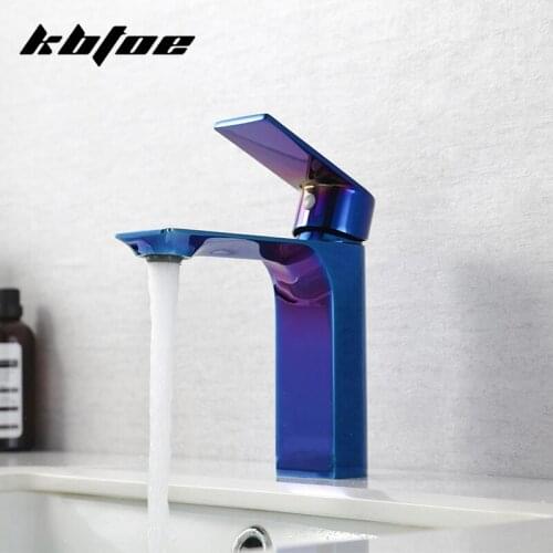 Basin Faucet Bathroom Cool Blue Sink Faucet Special Single Handle Hole Brass Chrome Taps Vintage Wash Hot Cold Mixer Tap Crane