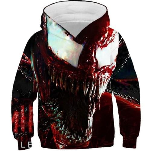 Teenager Autumn Boys Marvel Venom2 Hoodie Childrens Fashion Casual Sweatshirt 3d Print Pullover Street Hip Hop Harajuku Top