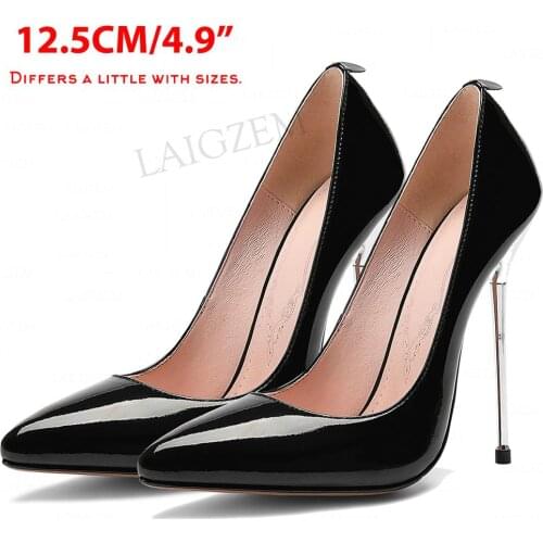 BERZIMER Quality Women Heels Real Leather MetalHeels Pumps Office Dress Party Zapatos Sandalia Shoes Woman Big Size 40 43 45