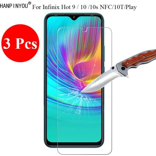 3 Pcs/Lot New 9H 2.5D Tempered Glass Screen Protector For Infinix Hot 9 Play 6.82" Protective Film + Clean Tools