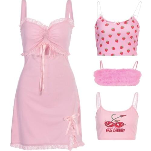 Y2K 2021Pink Women Summer Casual Tank Tops Young Style Halter Vest Sleeveless Sling Crop Sexy Cute Sweet Girls Ladies Camis