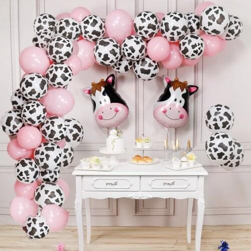 1 Set Cow Balloons Garland Pink Latex Balloons Cow Foil Helium Balloon for Baby Shower Girls Birthday Party Decor Kids Globos