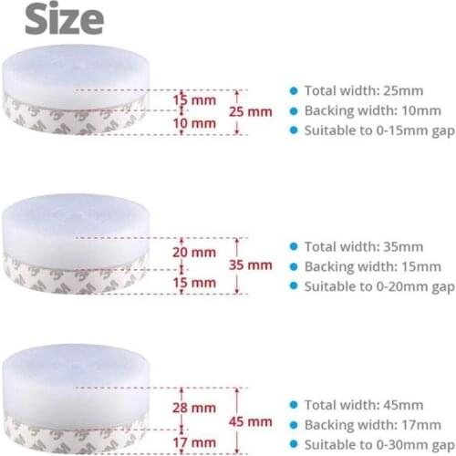 1 Pcs 5m Width Window Door Bottom Self Adhesive Silicone Rubber Seal Weathering Strip Door Sealing Bar Window Sealing Tape 2021