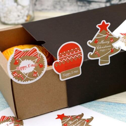 120pcs/lot Christmas Day Christmas Gloves Paper Stickers Handmade Decorative Sticker Christmas Card Gift Party Scrapbooking