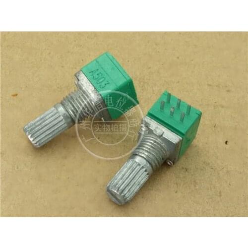 200pcs/lot Special audio amplifier high precision 10% double potentiometer RK097G A20K A50K A100K handle length 15MM flower axis