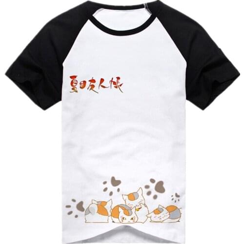 2018 new Anime Natsume Yujin-cho Cosplay Casual Polyester Short Sleeve Cute Harajuku Style T-Shirt Size S-2XL Summer T-shirt