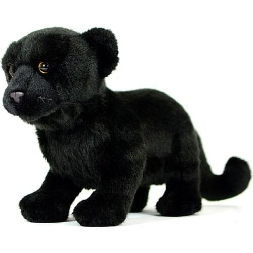 23cm High Real Life Standing Black Leopard Stuffed Animal Toy Soft Wild Animals Leopards Plush Toys For Children